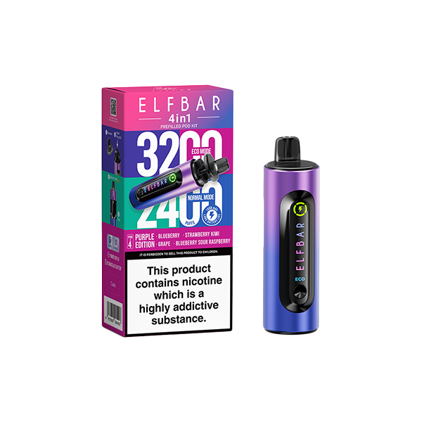 20mg Elf Bar 4 in 1  Pod Vape Kit 3200 Puffs